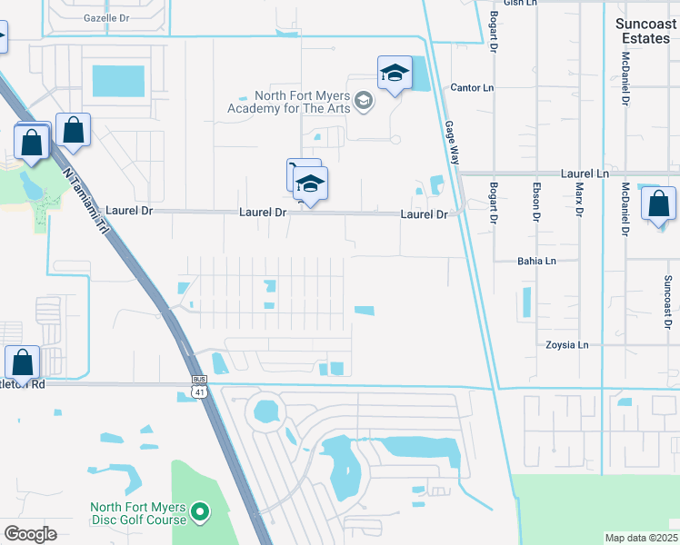 map of restaurants, bars, coffee shops, grocery stores, and more near 532 Sun Up Street in North Fort Myers