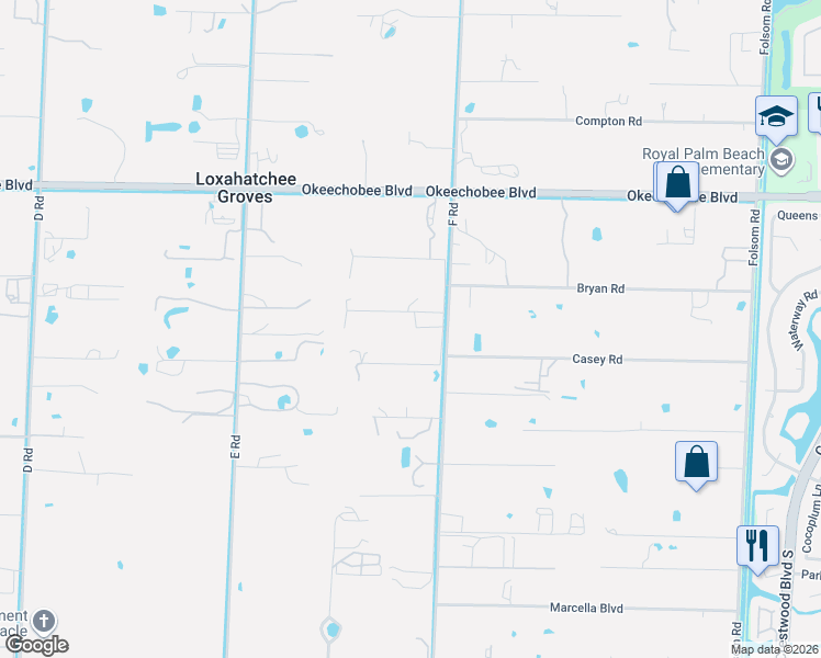 map of restaurants, bars, coffee shops, grocery stores, and more near 13576 Fox Trail in Loxahatchee