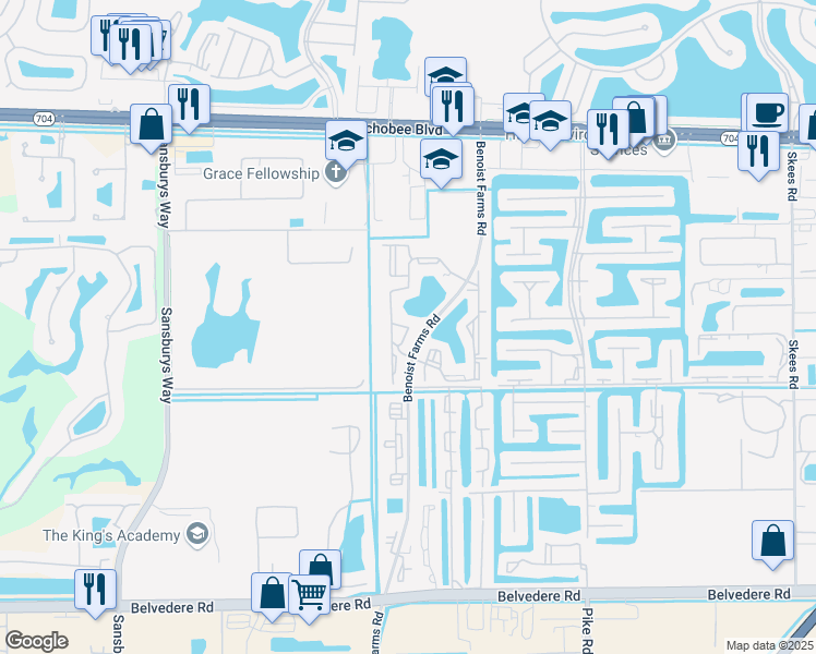map of restaurants, bars, coffee shops, grocery stores, and more near Windorah Way in West Palm Beach