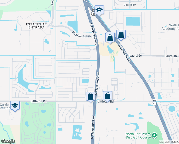 map of restaurants, bars, coffee shops, grocery stores, and more near 285 South Amers Street in North Fort Myers