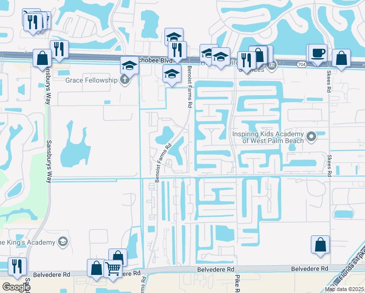 map of restaurants, bars, coffee shops, grocery stores, and more near 1523 Lake Crystal Drive in West Palm Beach