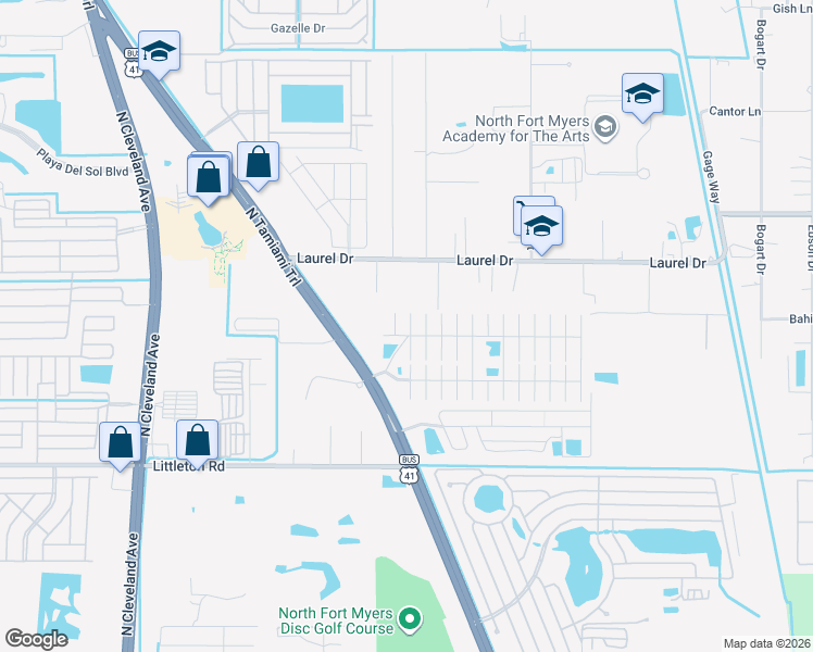 map of restaurants, bars, coffee shops, grocery stores, and more near 912 Rainbow Lane in North Fort Myers