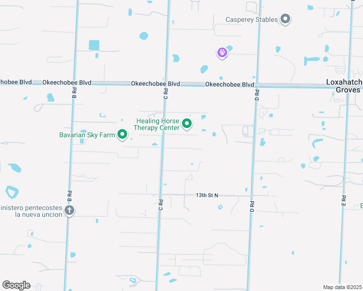 map of restaurants, bars, coffee shops, grocery stores, and more near 1666 C Road in Loxahatchee