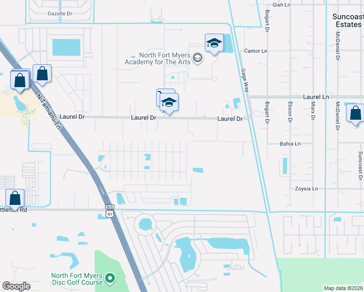 map of restaurants, bars, coffee shops, grocery stores, and more near 532 Sun Up Street in North Fort Myers