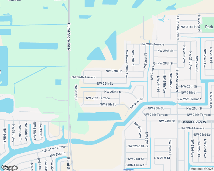 map of restaurants, bars, coffee shops, grocery stores, and more near 2829 Northwest 25th Lane in Cape Coral