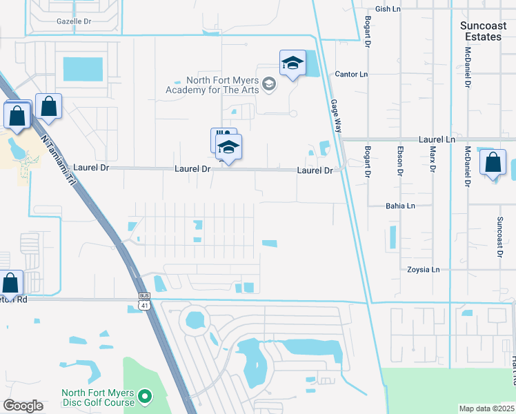 map of restaurants, bars, coffee shops, grocery stores, and more near 4500 Dor Lee Lane in North Fort Myers