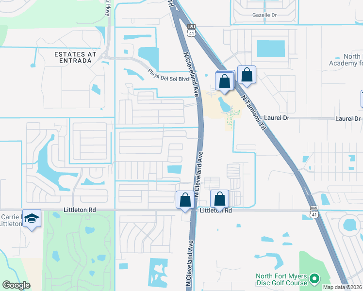 map of restaurants, bars, coffee shops, grocery stores, and more near 285 South Amers Street in North Fort Myers