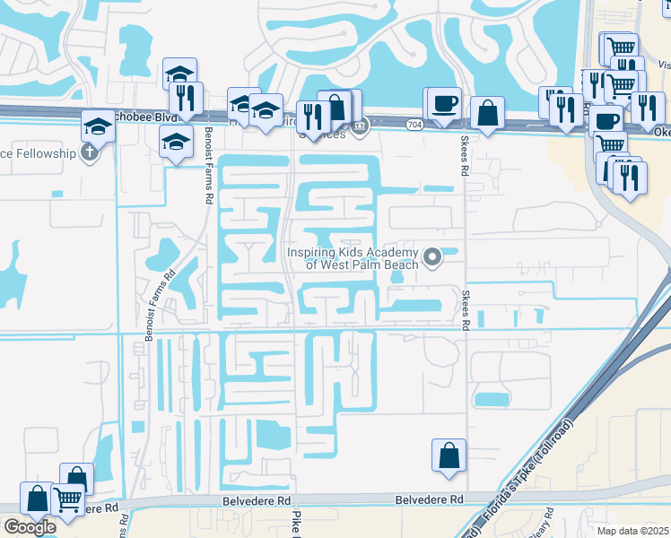 map of restaurants, bars, coffee shops, grocery stores, and more near 158 Lake Frances Drive in West Palm Beach