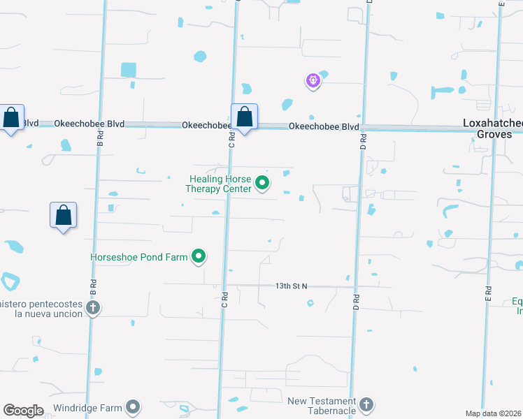 map of restaurants, bars, coffee shops, grocery stores, and more near 1666 C Road in Loxahatchee
