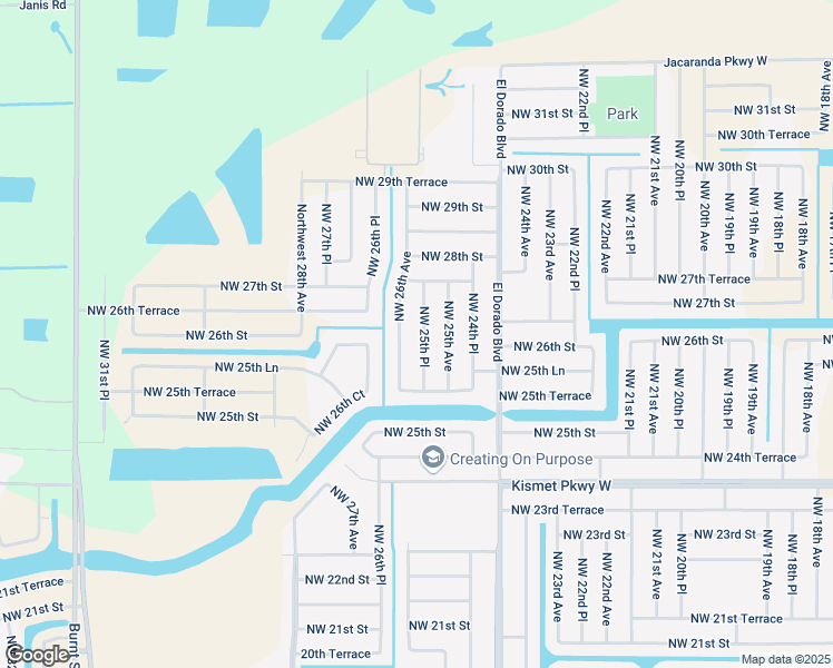 map of restaurants, bars, coffee shops, grocery stores, and more near 2546 Northwest 25th Place in Cape Coral