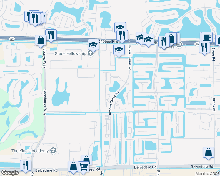 map of restaurants, bars, coffee shops, grocery stores, and more near 1661 Balfour Point Drive in Royal Palm Beach