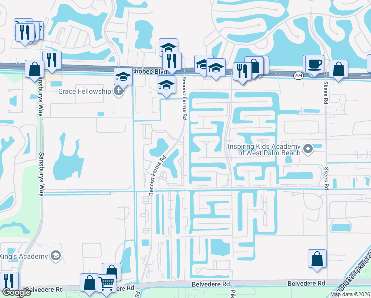 map of restaurants, bars, coffee shops, grocery stores, and more near in Golden Lakes
