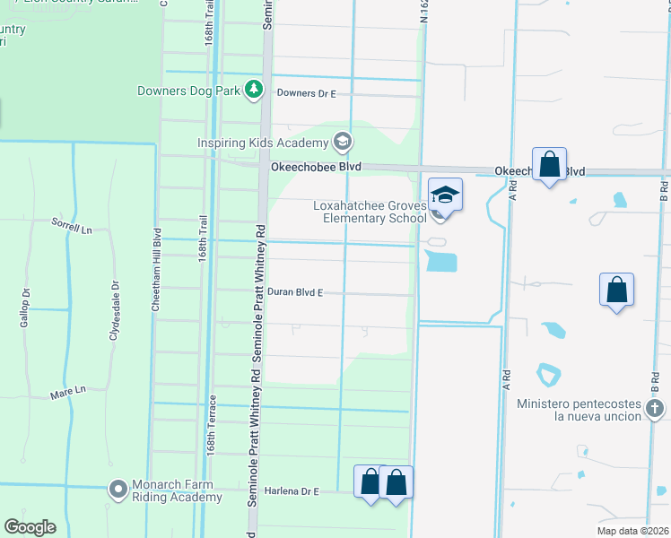 map of restaurants, bars, coffee shops, grocery stores, and more near 16244 Goldcup Drive East in Loxahatchee