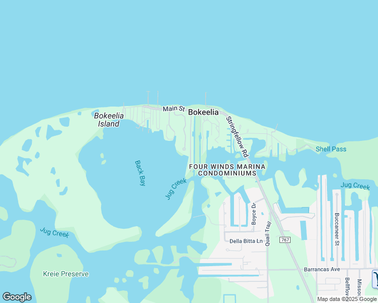 map of restaurants, bars, coffee shops, grocery stores, and more near 8165 Main Street in Bokeelia