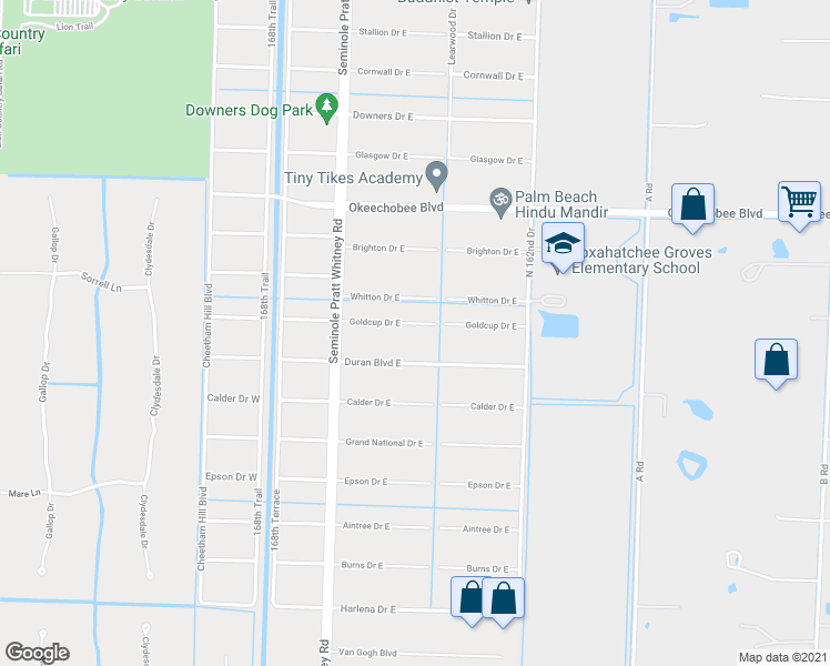 map of restaurants, bars, coffee shops, grocery stores, and more near 16280 Goldcup Drive East in Loxahatchee