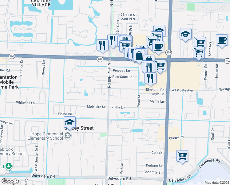 map of restaurants, bars, coffee shops, grocery stores, and more near 4931 Wedgewood Way in West Palm Beach