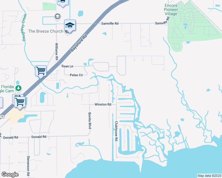 map of restaurants, bars, coffee shops, grocery stores, and more near 2465 Bridge Road in North Fort Myers