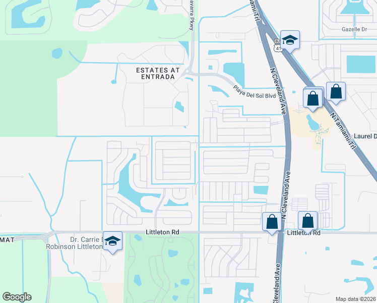 map of restaurants, bars, coffee shops, grocery stores, and more near 9001 Arbor Drive in North Fort Myers