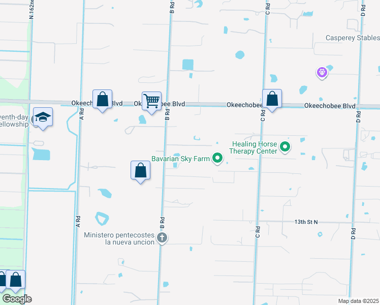 map of restaurants, bars, coffee shops, grocery stores, and more near 1754 B Road in Loxahatchee