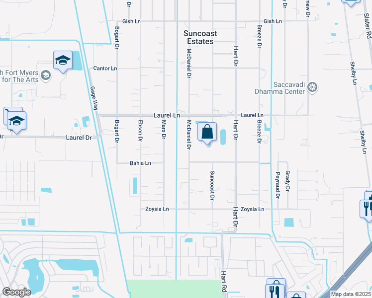 map of restaurants, bars, coffee shops, grocery stores, and more near 7708 McDaniel Drive in North Fort Myers
