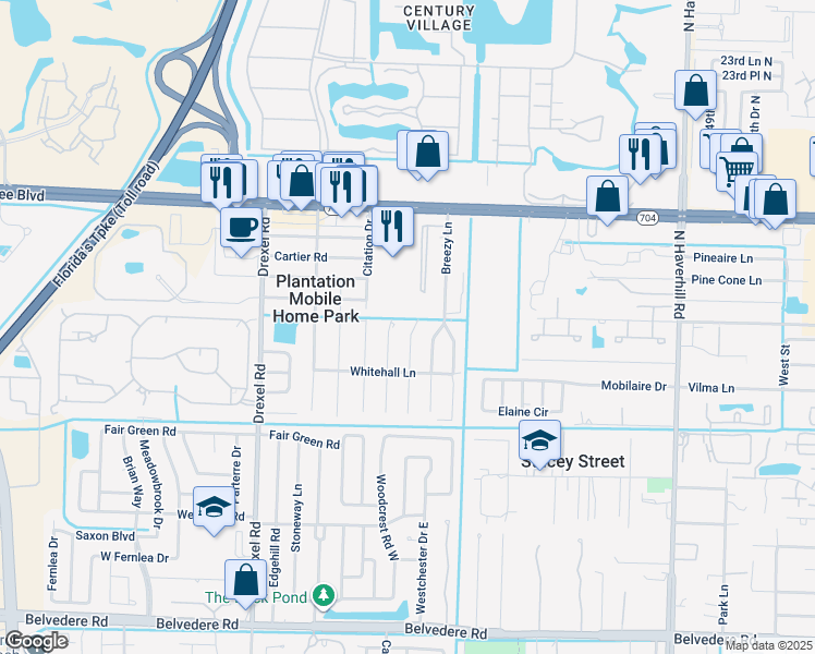map of restaurants, bars, coffee shops, grocery stores, and more near 1719 Magnolia Lane in West Palm Beach