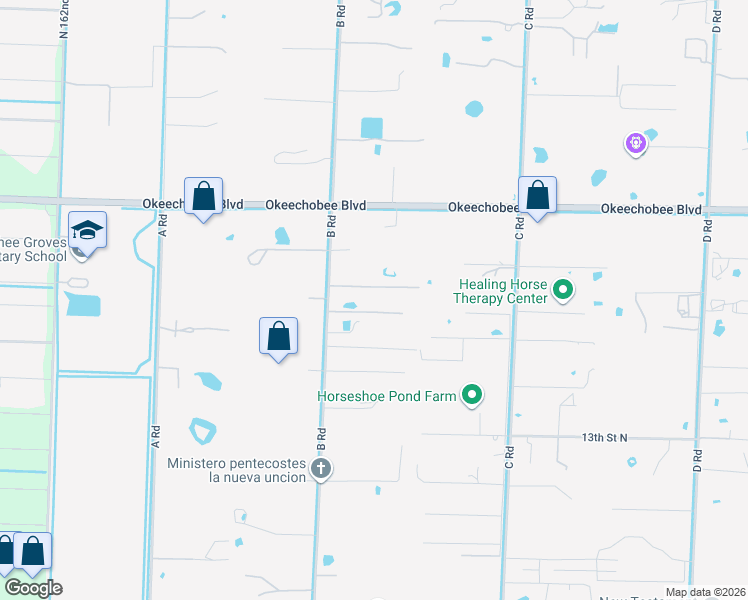 map of restaurants, bars, coffee shops, grocery stores, and more near 1754 B Road in Loxahatchee