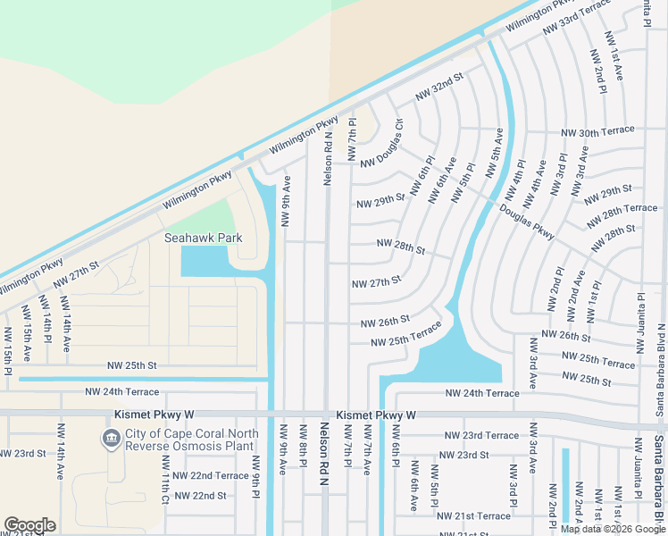 map of restaurants, bars, coffee shops, grocery stores, and more near 2707 Nelson Road North in Cape Coral