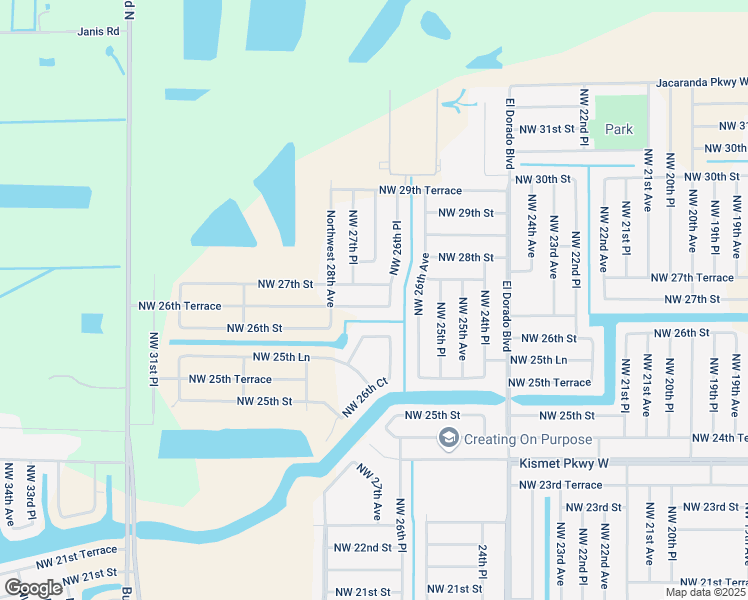 map of restaurants, bars, coffee shops, grocery stores, and more near 2615 Northwest 26th Terrace in Cape Coral
