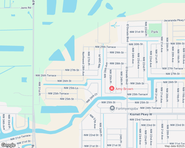 map of restaurants, bars, coffee shops, grocery stores, and more near 2615 Northwest 26th Terrace in Cape Coral