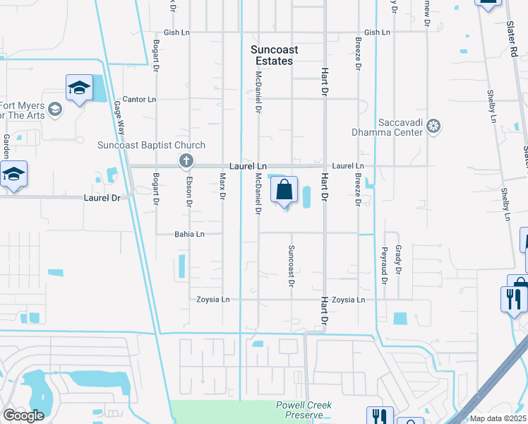map of restaurants, bars, coffee shops, grocery stores, and more near 7708 McDaniel Drive in North Fort Myers