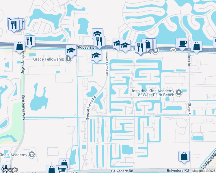map of restaurants, bars, coffee shops, grocery stores, and more near 1564 Lake Crystal Drive in West Palm Beach
