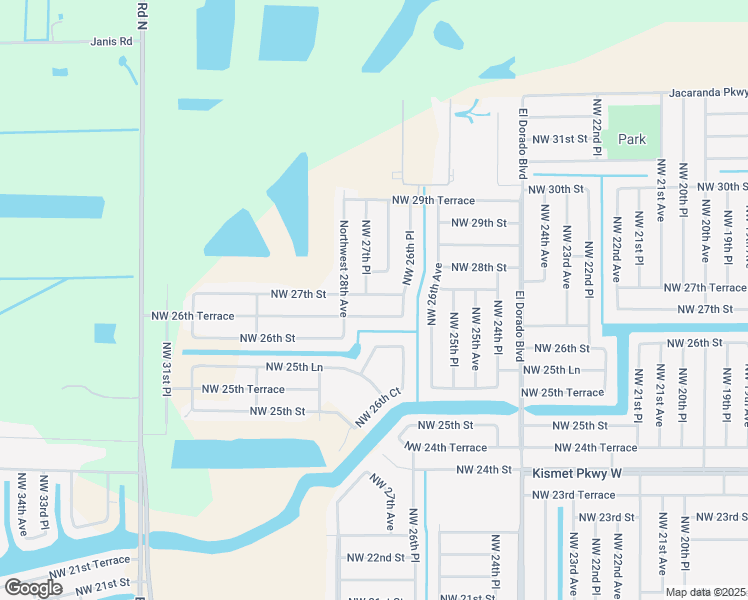 map of restaurants, bars, coffee shops, grocery stores, and more near 2615 Northwest 26th Terrace in Cape Coral