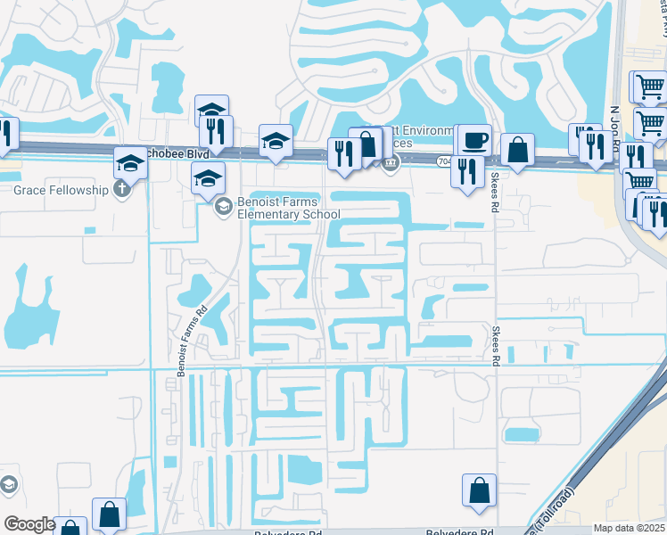 map of restaurants, bars, coffee shops, grocery stores, and more near 1700 Golden Lakes Boulevard in West Palm Beach