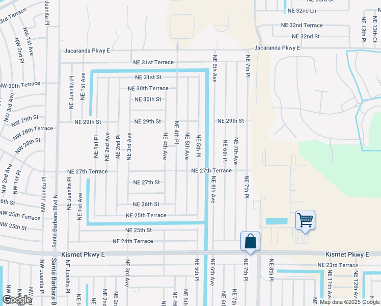 map of restaurants, bars, coffee shops, grocery stores, and more near 2800 Northeast 5th Avenue in Cape Coral