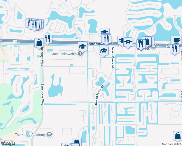 map of restaurants, bars, coffee shops, grocery stores, and more near 1721 Balfour Point Drive in West Palm Beach