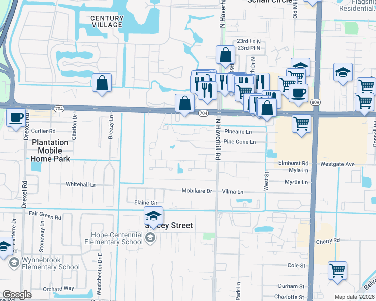 map of restaurants, bars, coffee shops, grocery stores, and more near 5135 Elmhurst Road in West Palm Beach