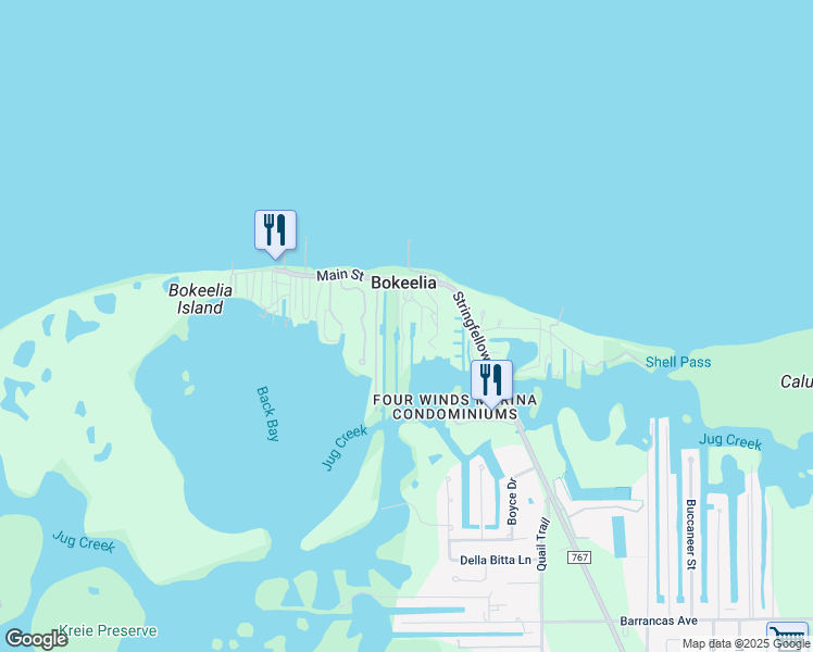 map of restaurants, bars, coffee shops, grocery stores, and more near 16700 Bocilla Island Club Drive in Bokeelia