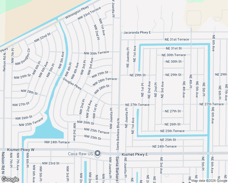 map of restaurants, bars, coffee shops, grocery stores, and more near 2733 Northwest Juanita Place in Cape Coral