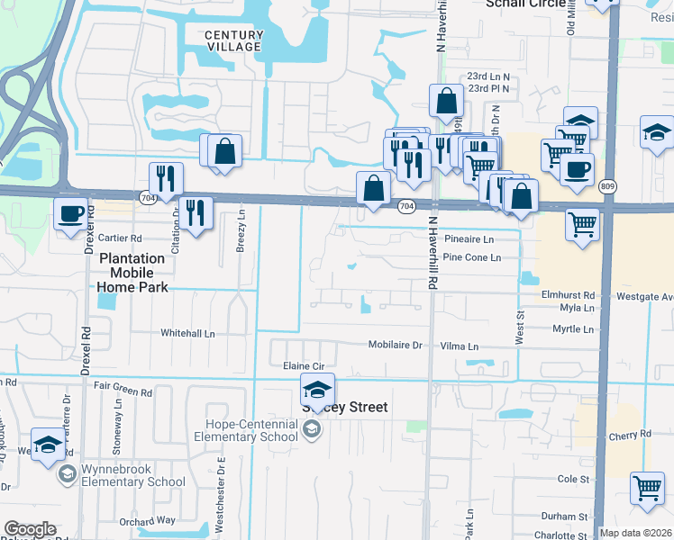 map of restaurants, bars, coffee shops, grocery stores, and more near 1796 My Place Lane in West Palm Beach