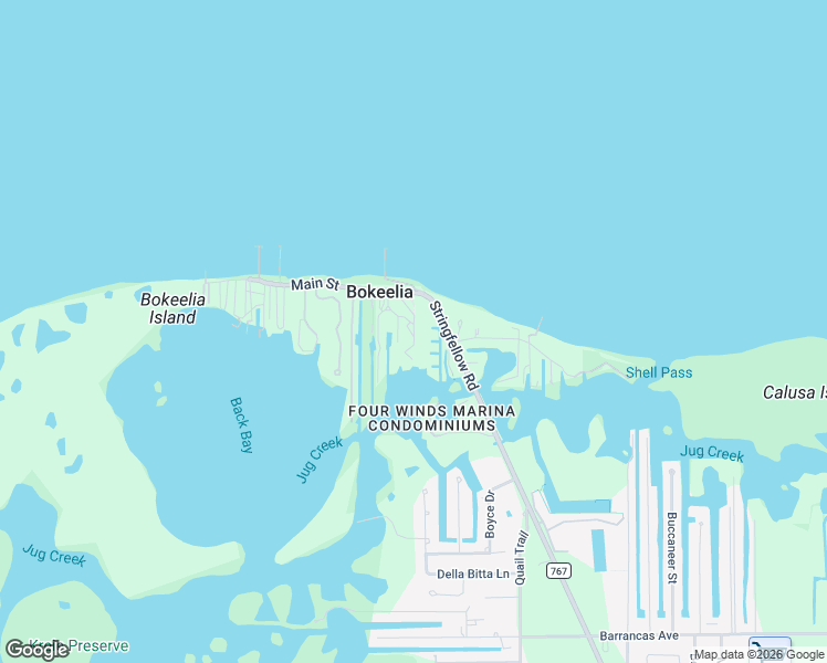 map of restaurants, bars, coffee shops, grocery stores, and more near Bocilla Palms Drive in Bokeelia