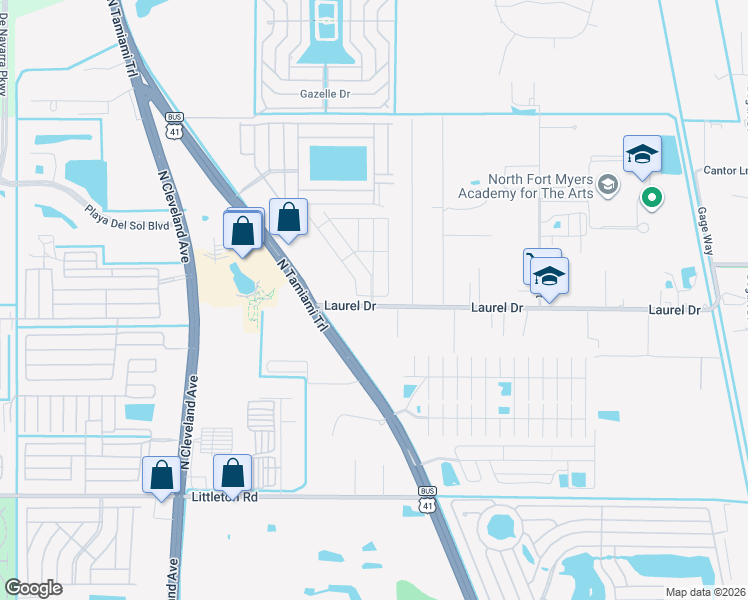 map of restaurants, bars, coffee shops, grocery stores, and more near 2762 Teakwood Drive in North Fort Myers