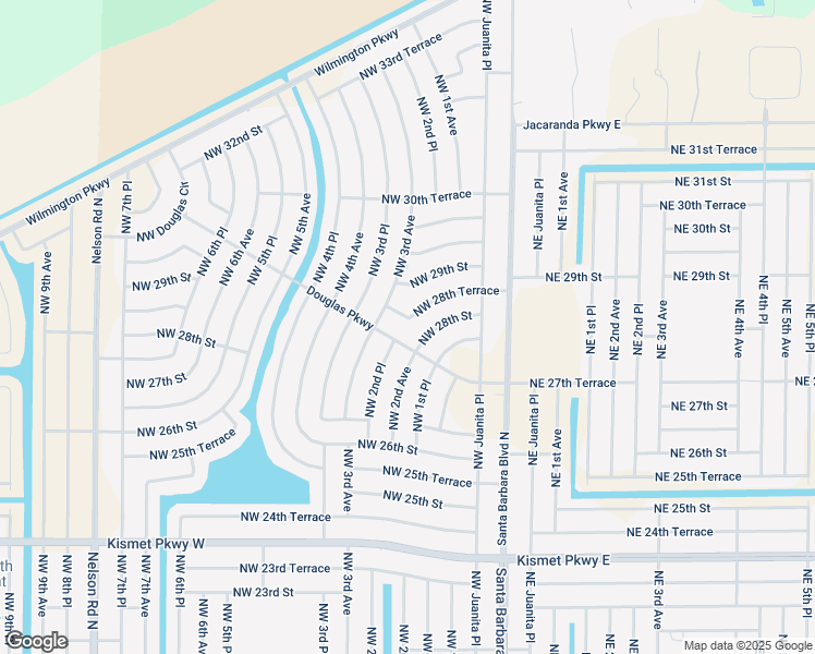 map of restaurants, bars, coffee shops, grocery stores, and more near 224 Northwest 28th Terrace in Cape Coral