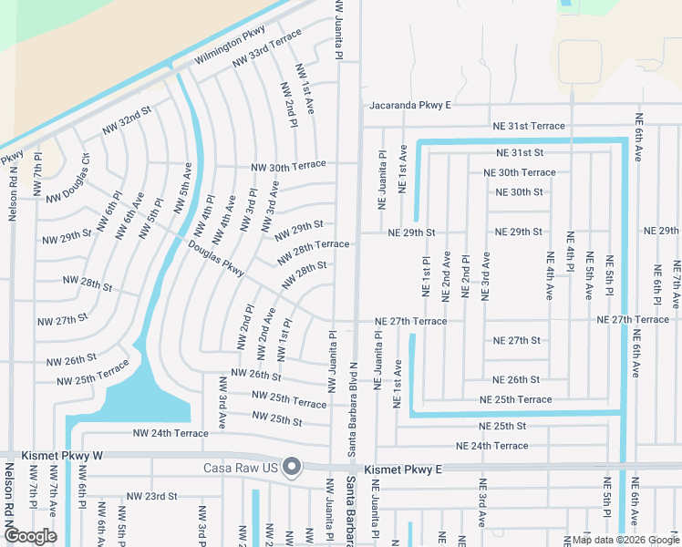 map of restaurants, bars, coffee shops, grocery stores, and more near 2733 Northwest Juanita Place in Cape Coral