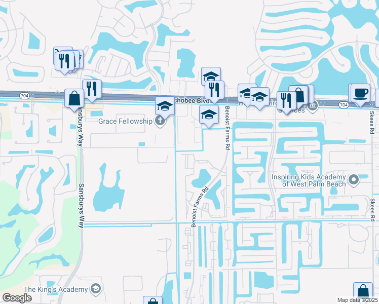 map of restaurants, bars, coffee shops, grocery stores, and more near 1721 Balfour Point Drive in West Palm Beach