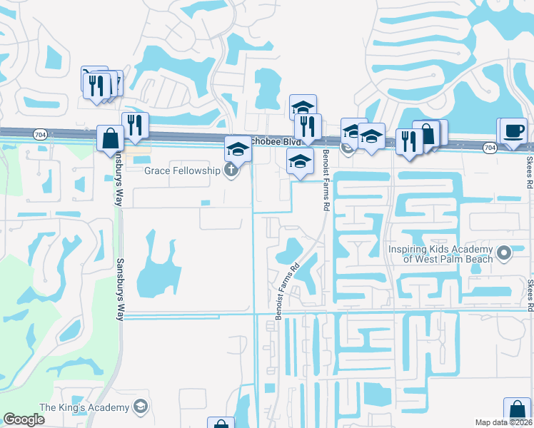 map of restaurants, bars, coffee shops, grocery stores, and more near 1721 Balfour Point Drive in West Palm Beach