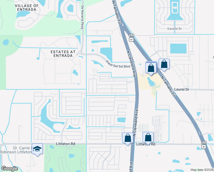 map of restaurants, bars, coffee shops, grocery stores, and more near 3368 Galaxy Way in North Fort Myers