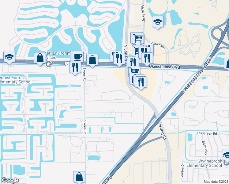 map of restaurants, bars, coffee shops, grocery stores, and more near 1815 North Jog Road in West Palm Beach