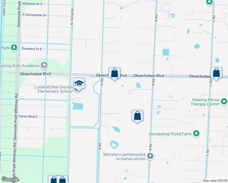map of restaurants, bars, coffee shops, grocery stores, and more near 1858 A Road in Loxahatchee