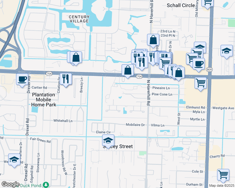 map of restaurants, bars, coffee shops, grocery stores, and more near 1796 My Place Lane in West Palm Beach