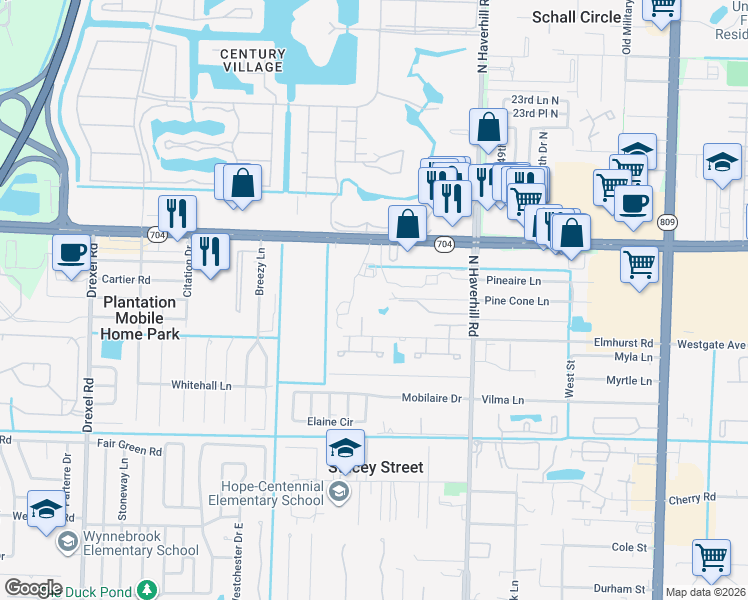 map of restaurants, bars, coffee shops, grocery stores, and more near 1796 My Place Lane in West Palm Beach